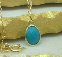 Load image into Gallery viewer, Natural Turquoise Pendant, 925 Sterling Silver Gold Plated Vermeil - UK Seller