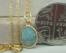 Load image into Gallery viewer, Natural Larimar Pendant, 925 Sterling Silver Gold Plated Vermeil - UK Seller