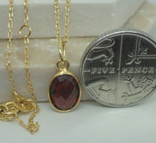 Load image into Gallery viewer, Natural Garnet Pendant, Oval, 925 Sterling Silver Gold Plated Vermeil  UK Seller