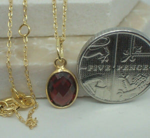 Natural Garnet Pendant, Oval, 925 Sterling Silver Gold Plated Vermeil  UK Seller