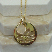 Load image into Gallery viewer, Lotus Flower Pendant &amp; Rose Quartz Charm, Gold Plated Vermeil, New  - UK Seller