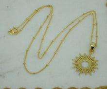 Load image into Gallery viewer, 925 Sterling Silver 14k Gold Plated Vermeil Sunbeam Pendant on Satellite Chain