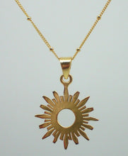 Load image into Gallery viewer, 925 Sterling Silver 14k Gold Plated Vermeil Sunbeam Pendant on Satellite Chain