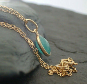 Natural Amazonite Pendant, 925 Sterling Silver Gold Plated Vermeil  - UK Seller