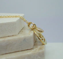 Load image into Gallery viewer, Lotus Flower Pendant &amp; Rose Quartz Charm, Gold Plated Vermeil, New  - UK Seller