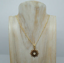 Load image into Gallery viewer, 925 Sterling Silver 14k Gold Plated Vermeil Sunbeam Pendant on Satellite Chain