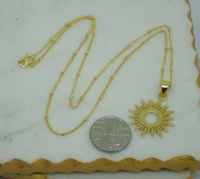 Load image into Gallery viewer, 925 Sterling Silver 14k Gold Plated Vermeil Sunbeam Pendant on Satellite Chain