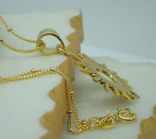 Load image into Gallery viewer, 925 Sterling Silver 14k Gold Plated Vermeil Sunbeam Pendant on Satellite Chain