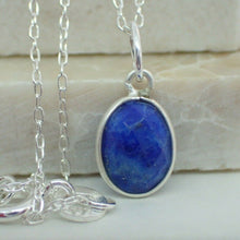 Load image into Gallery viewer, Natural Lapis Lazuli Pendant, Oval, 925 Solid Sterling Silver, New, UK Seller