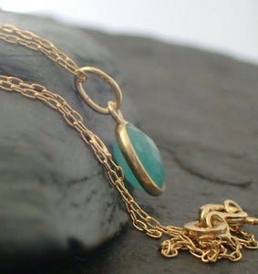 Natural Amazonite Pendant, 925 Sterling Silver Gold Plated Vermeil  - UK Seller