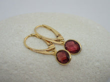 Load image into Gallery viewer, Natural Garnet Leverback Earrings, Oval, 925 Sterling Silver Gold Plated Vermeil