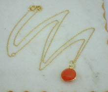 Load image into Gallery viewer, 925 Sterling Silver Gold Plated Vermeil Natural Carnelian Pendant - UK Seller