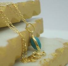 Load image into Gallery viewer, Natural Turquoise Pendant, 925 Sterling Silver Gold Plated Vermeil - UK Seller