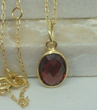 Load image into Gallery viewer, Natural Garnet Pendant, Oval, 925 Sterling Silver Gold Plated Vermeil  UK Seller