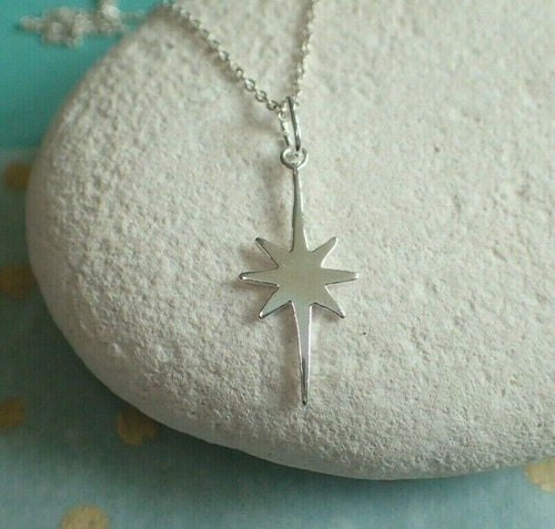 925 Sterling Silver Celestial Star Pendant Necklace - UK Seller