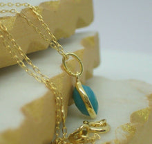 Load image into Gallery viewer, Natural Turquoise Pendant, 925 Sterling Silver Gold Plated Vermeil - UK Seller