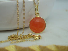 Load image into Gallery viewer, 925 Sterling Silver Gold Plated Vermeil Natural Carnelian Pendant - UK Seller