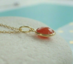 Natural Carnelian Pendant, 925 Sterling Silver Gold Plated Vermeil  - UK Seller