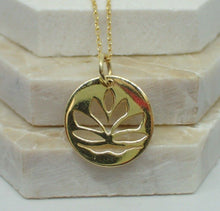 Load image into Gallery viewer, Lotus Flower Pendant &amp; Rose Quartz Charm, Gold Plated Vermeil, New  - UK Seller