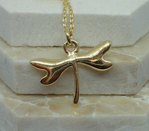 Dragonfly Pendant with Natural Peridot Charm, Gold Plated Vermeil, New UK Seller