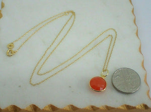 925 Sterling Silver Gold Plated Vermeil Natural Carnelian Pendant - UK Seller