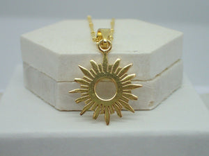 925 Sterling Silver 14k Gold Plated Vermeil Sunbeam Pendant on Satellite Chain