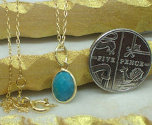 Load image into Gallery viewer, Natural Turquoise Pendant, 925 Sterling Silver Gold Plated Vermeil - UK Seller