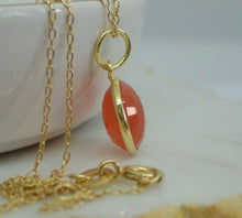 Load image into Gallery viewer, 925 Sterling Silver Gold Plated Vermeil Natural Carnelian Pendant - UK Seller