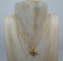 Load image into Gallery viewer, Dragonfly Pendant with Natural Peridot Charm, Gold Plated Vermeil, New UK Seller