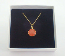 Load image into Gallery viewer, 925 Sterling Silver Gold Plated Vermeil Natural Carnelian Pendant - UK Seller