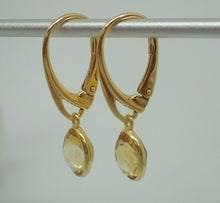 Load image into Gallery viewer, Natural Citrine Drop Leverback Earrings, 925 Sterling Silver Gold Plated Vermeil