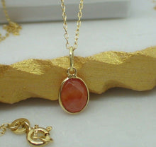 Load image into Gallery viewer, Natural Carnelian Pendant, 925 Sterling Silver Gold Plated Vermeil  - UK Seller