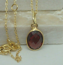 Load image into Gallery viewer, Natural Garnet Pendant, Oval, 925 Sterling Silver Gold Plated Vermeil  UK Seller