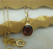 Load image into Gallery viewer, Natural Garnet Pendant, Oval, 925 Sterling Silver Gold Plated Vermeil  UK Seller