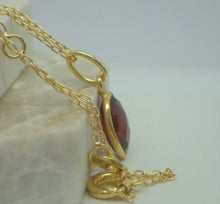 Load image into Gallery viewer, Natural Garnet Pendant, Oval, 925 Sterling Silver Gold Plated Vermeil  UK Seller