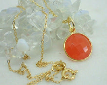 Load image into Gallery viewer, 925 Sterling Silver Gold Plated Vermeil Natural Carnelian Pendant - UK Seller