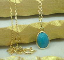 Load image into Gallery viewer, Natural Turquoise Pendant, 925 Sterling Silver Gold Plated Vermeil - UK Seller