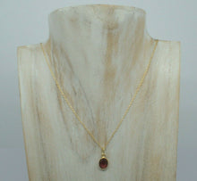 Load image into Gallery viewer, Natural Garnet Pendant, Oval, 925 Sterling Silver Gold Plated Vermeil  UK Seller