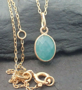 Natural Amazonite Pendant, 925 Sterling Silver Gold Plated Vermeil  - UK Seller