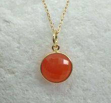 Load image into Gallery viewer, 925 Sterling Silver Gold Plated Vermeil Natural Carnelian Pendant - UK Seller