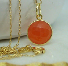 Load image into Gallery viewer, 925 Sterling Silver Gold Plated Vermeil Natural Carnelian Pendant - UK Seller