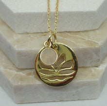 Load image into Gallery viewer, Lotus Flower Pendant &amp; Rose Quartz Charm, Gold Plated Vermeil, New  - UK Seller